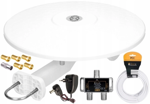 Antena dookólna aktywna Wiedyska DVB-T2 TV 4K HD MUX8 360 zestaw biała 