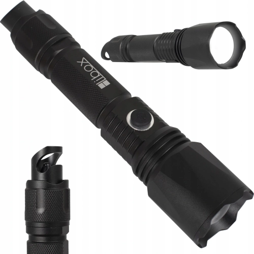 Latarka taktyczna wojskowa LED USB zoom mocna zbijak Libox