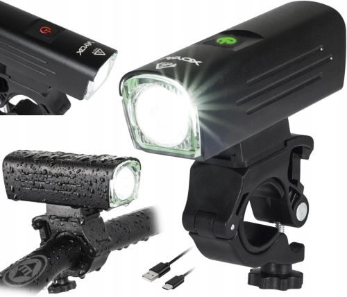 Latarka lampka lampa rowerowa przednia LED USB 1300 lm Vayox