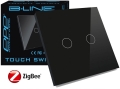 Włącznik dotykowy 2G bez N czarny ZigBee Tuya B-Line