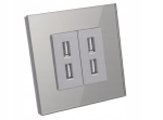 Gniazdo ładowarka USB x2 podwójne szklana ramka szare B-Line