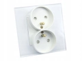 Gniazdo gniazdko elektryczne podwójne szklane białe B-Line