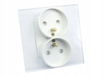 Gniazdo gniazdko elektryczne podwójne szklane białe B-Line