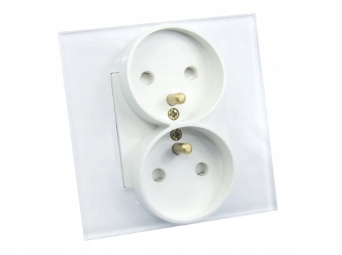 Gniazdo gniazdko elektryczne podwójne szklane białe B-Line