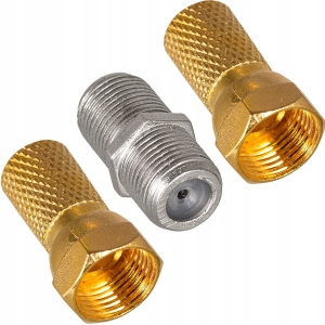 Łącznik kabla antenowego beczka + 2x wtyk F 6,8 mm