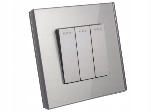 Włącznik łącznik światła szklany szkło 3G1W szary B-Line