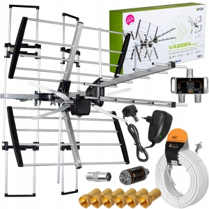 Antena kierunkowa DVB-T2 Combo 4K MUX8 zestaw 2 TV do 140 km Vayox