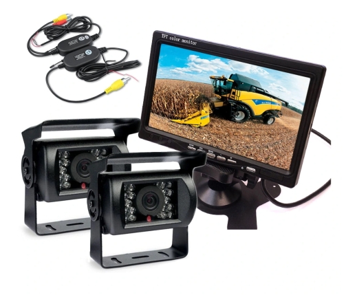 Kamera cofania 2x + monitor 7" TIR kombajn BUS traktor