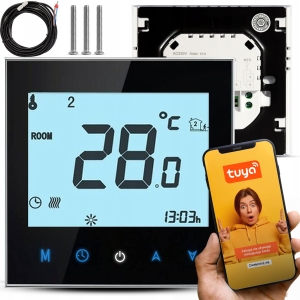 Termostat do ogrzewania podłogowego kotła WiFi Tuya czarny