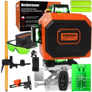 Poziomica laserowa 360° 4D inteligentne auto-poziomowanie komunikaty PL tyczka 