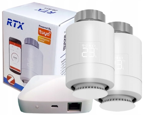 Głowica do kaloryfera 2x termostat + bramka LAN ZigBee Tuya 