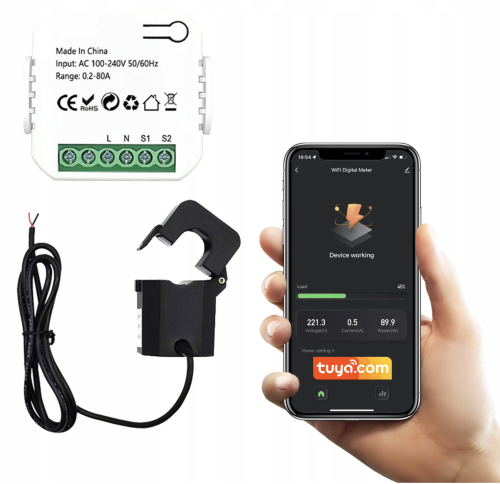 Licznik energii z przekładnikiem 80 A WiFi Tuya