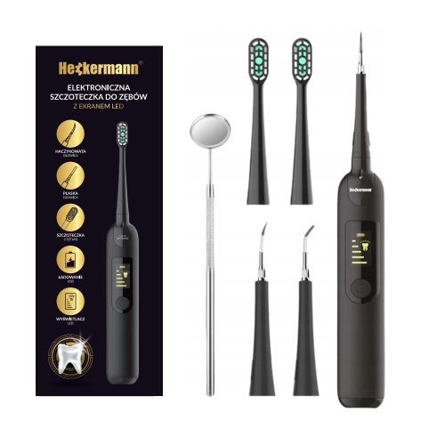 Szczoteczka soniczna do usuwania kamienia Heckermann skaler czarna