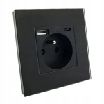 Gniazdo gniazdko USB A i C elektryczne szkło czarne 3100 mA B-Line