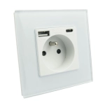 Gniazdo gniazdko USB A i C elektryczne szkło białe 3100 mA B-Line 