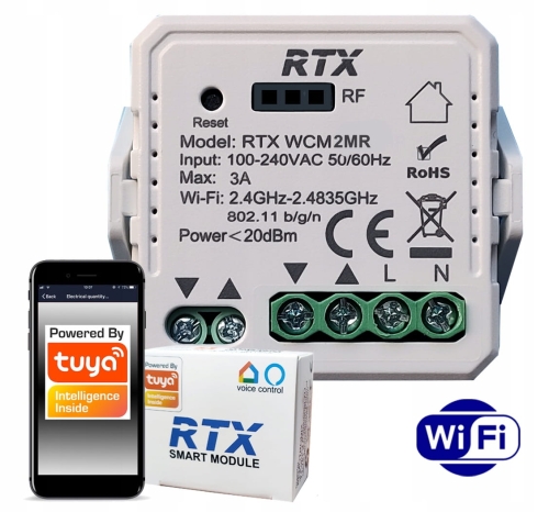 Sterownik rolet dopuszkowy mini WiFi Tuya + RF433