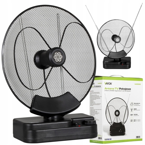 Antena TV pokojowa aktywna DVB-T2 mocna 4K Vayox