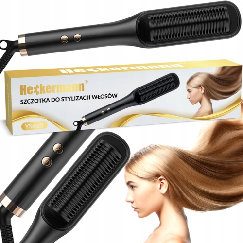 Prostownica do włosów ceramiczna grzebień czarna