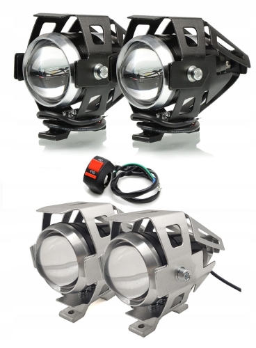 Halogeny motocyklowe lampy reflektory lightbar LED srebrne i czarne wybór