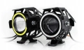 Halogeny motocyklowe Ring LED lampy reflektory U7  kolor czarny lub srebrny wybór 