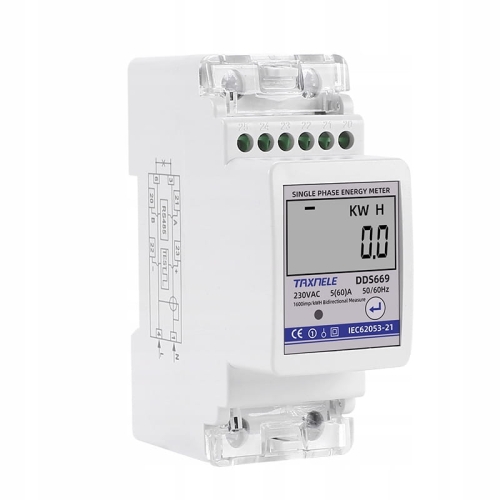 Licznik energii prądu mocy jednofazowy 1-faza dwukierunkowy