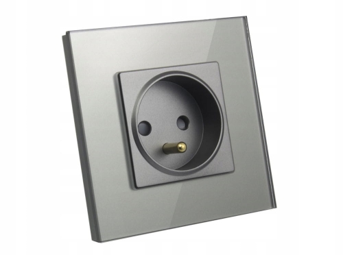 Gniazdo gniazdko szklane pojedyncze z bolcem szare B-Line