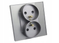 Gniazdo gniazdko elektryczne podwójne szklane szare B-Line 