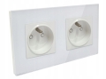 Gniazdo gniazdko szklane podwójne z bolcem białe B-Line 