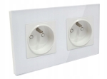 Gniazdo gniazdko szklane podwójne z bolcem białe B-Line 