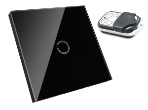 Włącznik dotykowy szklany pojedynczy czarny 1G + pilot B-Line