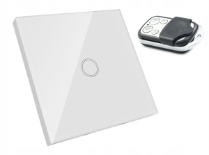 Włącznik dotykowy szklany pojedynczy biały 1G + pilot B-Line
