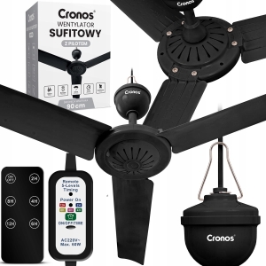 Wentylator wiatrak sufitowy pilot Timer 90 cm czarny