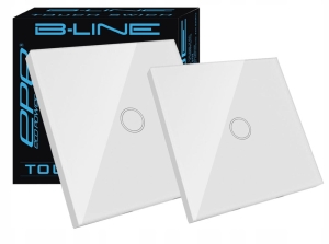 Włącznik dotykowy szklany pojedynczy biały + pilot 1G Magic B-Line