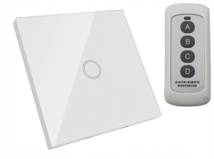 Włącznik dotykowy szklany pojedynczy biały 1G + pilot B-Line