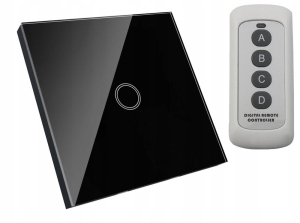 Włącznik dotykowy szklany pojedynczy czarny 1G + pilot B-Line 