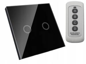 Włącznik dotykowy szklany podwójny czarny 2G + pilot B-Line 