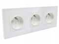 Gniazdo gniazdko elektryczne potrójne szklane białe B-Line