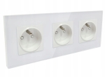 Gniazdo gniazdko elektryczne potrójne szklane białe B-Line