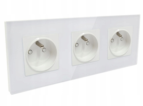 Gniazdo gniazdko elektryczne potrójne szklane białe B-Line