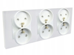 Gniazdo gniazdko elektryczne potrójne szklane z bolcem białe B-Line