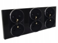 Gniazdo gniazdko elektryczne potrójne szklane z bolcem czarne B-Line