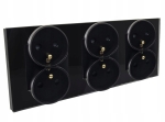 Gniazdo gniazdko elektryczne potrójne szklane z bolcem czarne B-Line