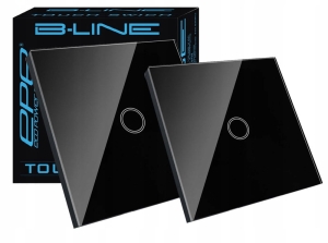 Włącznik dotykowy szklany schodowy krzyżowy RF 433 czarny 1G + pilot Magic B-Line