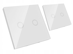 Włącznik dotykowy szklany schodowy krzyżowy RF 433 biały 2G + pilot Magic B-Line 