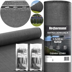 Siatka cieniująca maskująca na płot 90% 1,5x 50 m szara