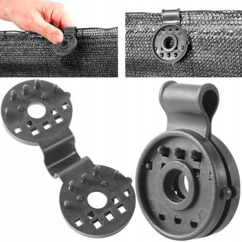 Klipsy zaciskowe do mocowania siatki cieniującej szare