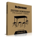 Stół turystyczny składany 60 x 120 x 69,5 cm czarny Heckermann + 4 krzesła