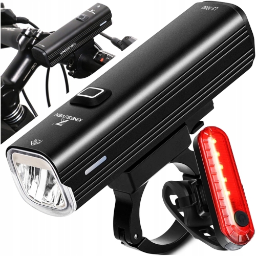 Lampka rowerowa przód LED 1000 lm latarka 4800 mAh + na tył Kingseven
