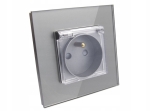 Gniazdo gniazdko hermetyczne z klapką IP44 do odbiorów szklane szare B-Line