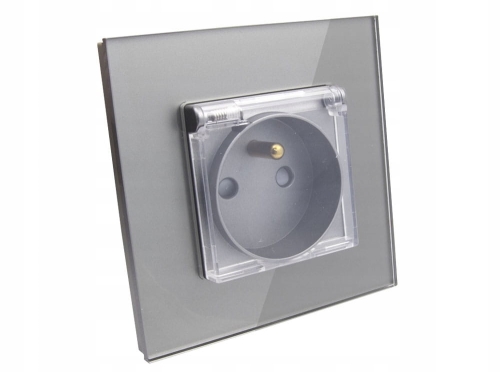 Gniazdo gniazdko hermetyczne z klapką IP44 do odbiorów szklane szare B-Line